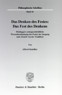 Cover Das Denken des Festes: Das Fest des Denkens