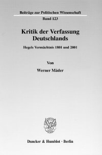 Cover Kritik der Verfassung Deutschlands