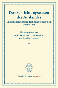 Cover Das Schlichtungswesen des Auslandes