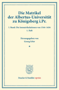 Cover Die Matrikel der Albertus-Universität zu Königsberg i.Pr