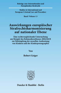 Cover Auswirkungen europäischer Strafrechtsharmonisierung auf nationaler Ebene