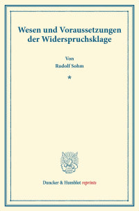 Cover Wesen und Voraussetzungen der Widerspruchsklage