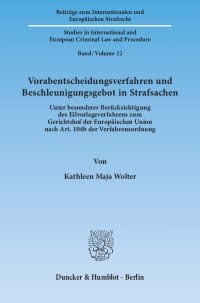 Cover Vorabentscheidungsverfahren und Beschleunigungsgebot in Strafsachen