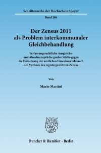 Cover Der Zensus 2011 als Problem interkommunaler Gleichbehandlung