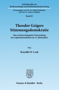 Cover Theodor Geigers Stimmungsdemokratie