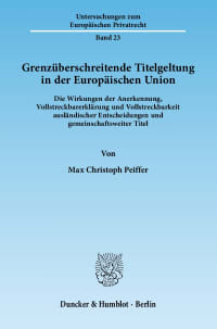 Cover Grenzüberschreitende Titelgeltung in der Europäischen Union