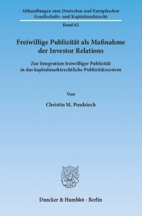 Cover Freiwillige Publizität als Maßnahme der Investor Relations