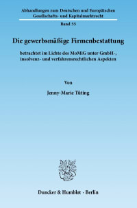 Cover Die gewerbsmäßige Firmenbestattung