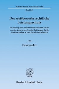 Cover Der wettbewerbsrechtliche Leistungsschutz