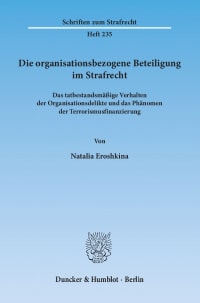 Cover Die organisationsbezogene Beteiligung im Strafrecht