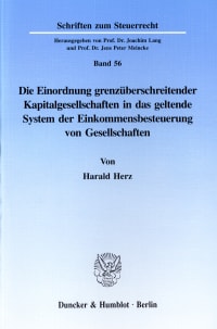 Cover Die Einordnung grenzüberschreitender Kapitalgesellschaften in das geltende System der Einkommensbesteuerung von Gesellschaften