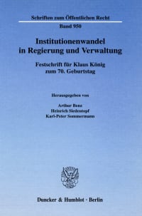 Cover Institutionenwandel in Regierung und Verwaltung