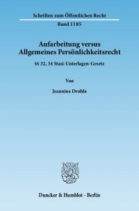 Cover Aufarbeitung versus Allgemeines Persönlichkeitsrecht