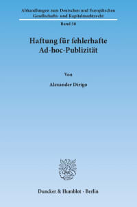 Cover Haftung für fehlerhafte Ad-hoc-Publizität