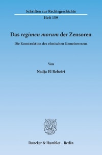 Cover Das ›regimen morum‹ der Zensoren