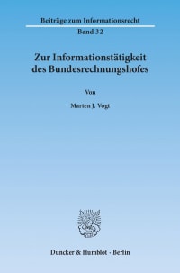 Cover Zur Informationstätigkeit des Bundesrechnungshofes