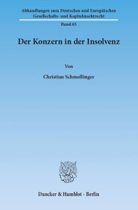 Cover Der Konzern in der Insolvenz