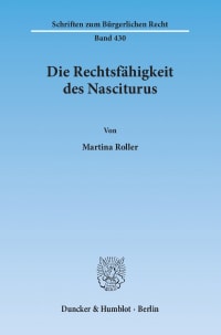 Cover Die Rechtsfähigkeit des Nasciturus