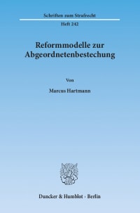 Cover Reformmodelle zur Abgeordnetenbestechung