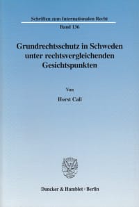 Cover Grundrechtsschutz in Schweden unter rechtsvergleichenden Gesichtspunkten