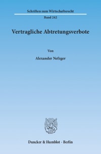 Cover Vertragliche Abtretungsverbote