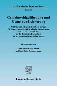 Cover Gemeinwohlgefährdung und Gemeinwohlsicherung