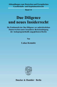 Cover Due Diligence und neues Insiderrecht