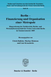 Cover Berlin – Finanzierung und Organisation einer Metropole