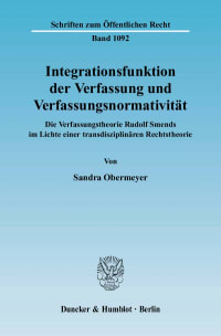 Cover Integrationsfunktion der Verfassung und Verfassungsnormativität