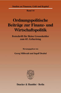 Cover Ordnungspolitische Beiträge zur Finanz- und Wirtschaftspolitik