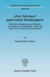 Cover »Zero Tolerance« gegen soziale Randgruppen?