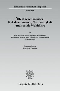 Cover Öffentliche Finanzen, Fiskalwettbewerb, Nachhaltigkeit und soziale Wohlfahrt