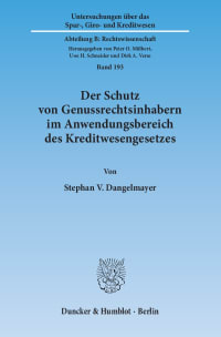 Cover Der Schutz von Genussrechtsinhabern im Anwendungsbereich des Kreditwesengesetzes