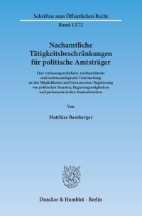 Cover Nachamtliche Tätigkeitsbeschränkungen für politische Amtsträger