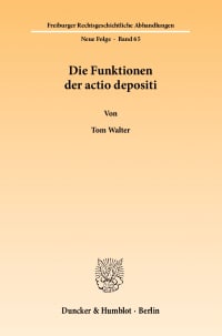 Cover Die Funktionen der actio depositi