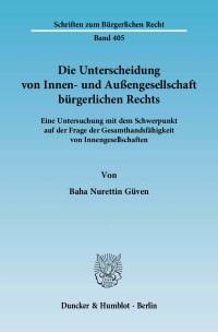 Cover Die Unterscheidung von Innen- und Außengesellschaft bürgerlichen Rechts