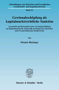 Cover Gewinnabschöpfung als kapitalmarktrechtliche Sanktion