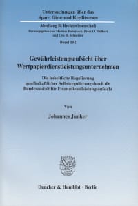 Cover Gewährleistungsaufsicht über Wertpapierdienstleistungsunternehmen