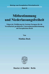 Cover Mitbestimmung und Niederlassungsfreiheit