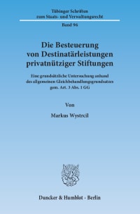 Cover Die Besteuerung von Destinatärleistungen privatnütziger Stiftungen