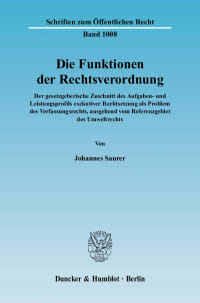 Cover Die Funktionen der Rechtsverordnung