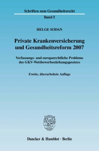 Cover Private Krankenversicherung und Gesundheitsreform 2007