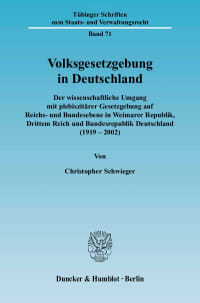 Cover Volksgesetzgebung in Deutschland