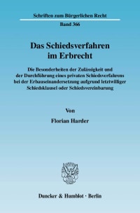 Cover Das Schiedsverfahren im Erbrecht