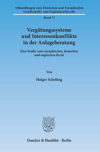 Cover Vergütungssysteme und Interessenkonflikte in der Anlageberatung