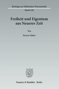 Cover Freiheit und Eigentum aus Neuerer Zeit