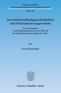 Cover Investitionsschiedsgerichtsbarkeit und Diskriminierungsverbote