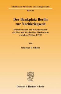 Cover Der Bankplatz Berlin zur Nachkriegszeit