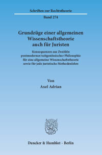 Cover Grundzüge einer allgemeinen Wissenschaftstheorie auch für Juristen