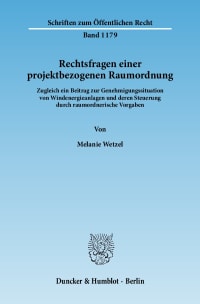 Cover Rechtsfragen einer projektbezogenen Raumordnung